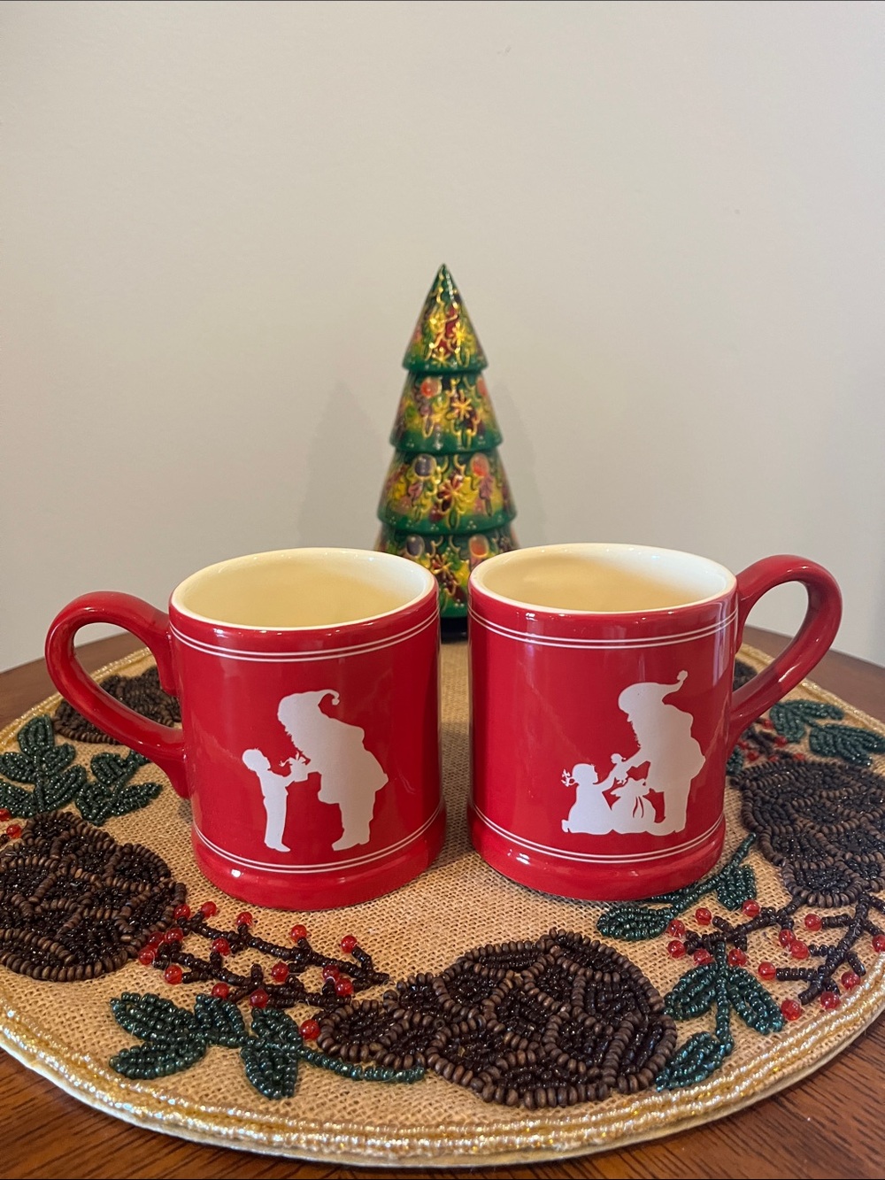 🆕 Demdaco “Good Boy” & “Good Girl” Red Ceramic Christmas Mugs Set of 2